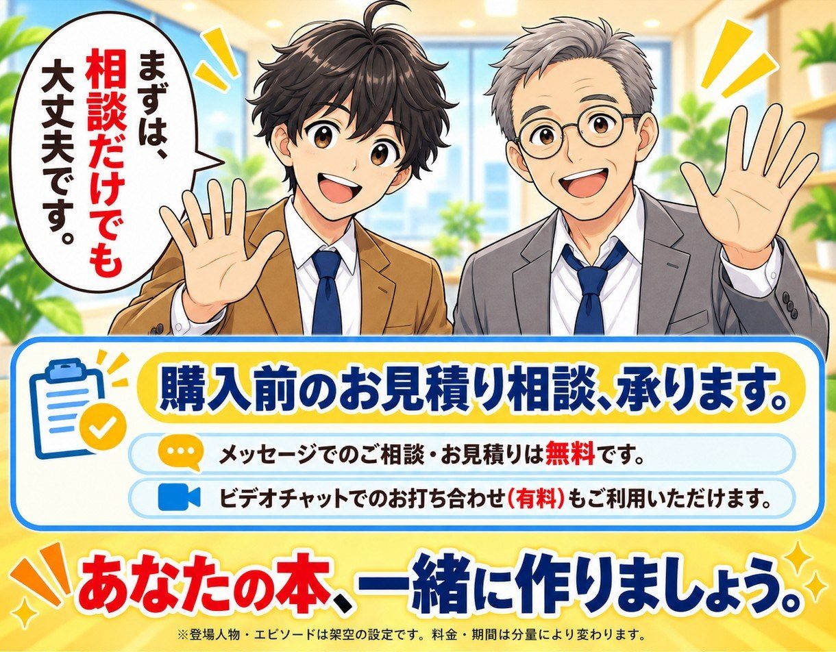 まずは相談だけでも大丈夫。あなたの本、一緒に作りましょう